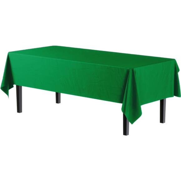 12-Pack Premium Plastic Tablecloth 54in. x 108in. Rectangle Table Cover -Emerald - Picture 2 of 7